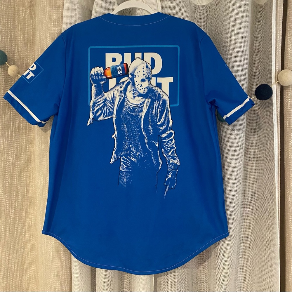 Bud light Halloween Jason Friday 13th Blue Graphic Men's baseball jerseys Shirt